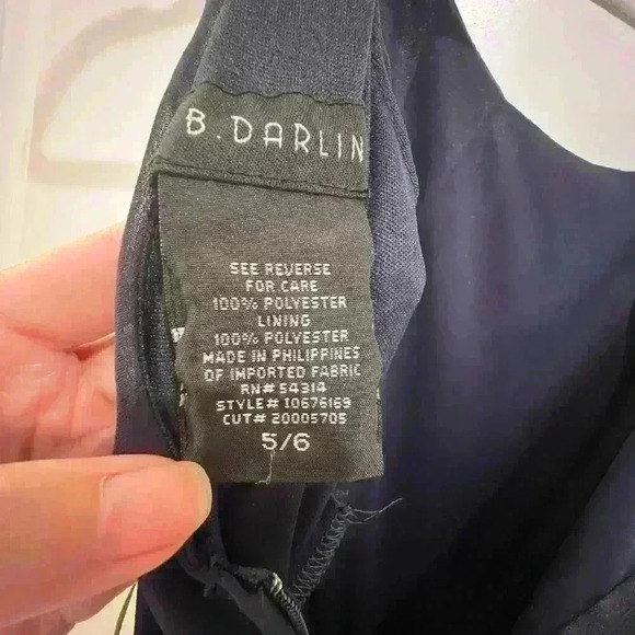 B.Darlin Navy Blue Chiffon Pleated Gown Size 5/6 NWT - Picture 7 of 13